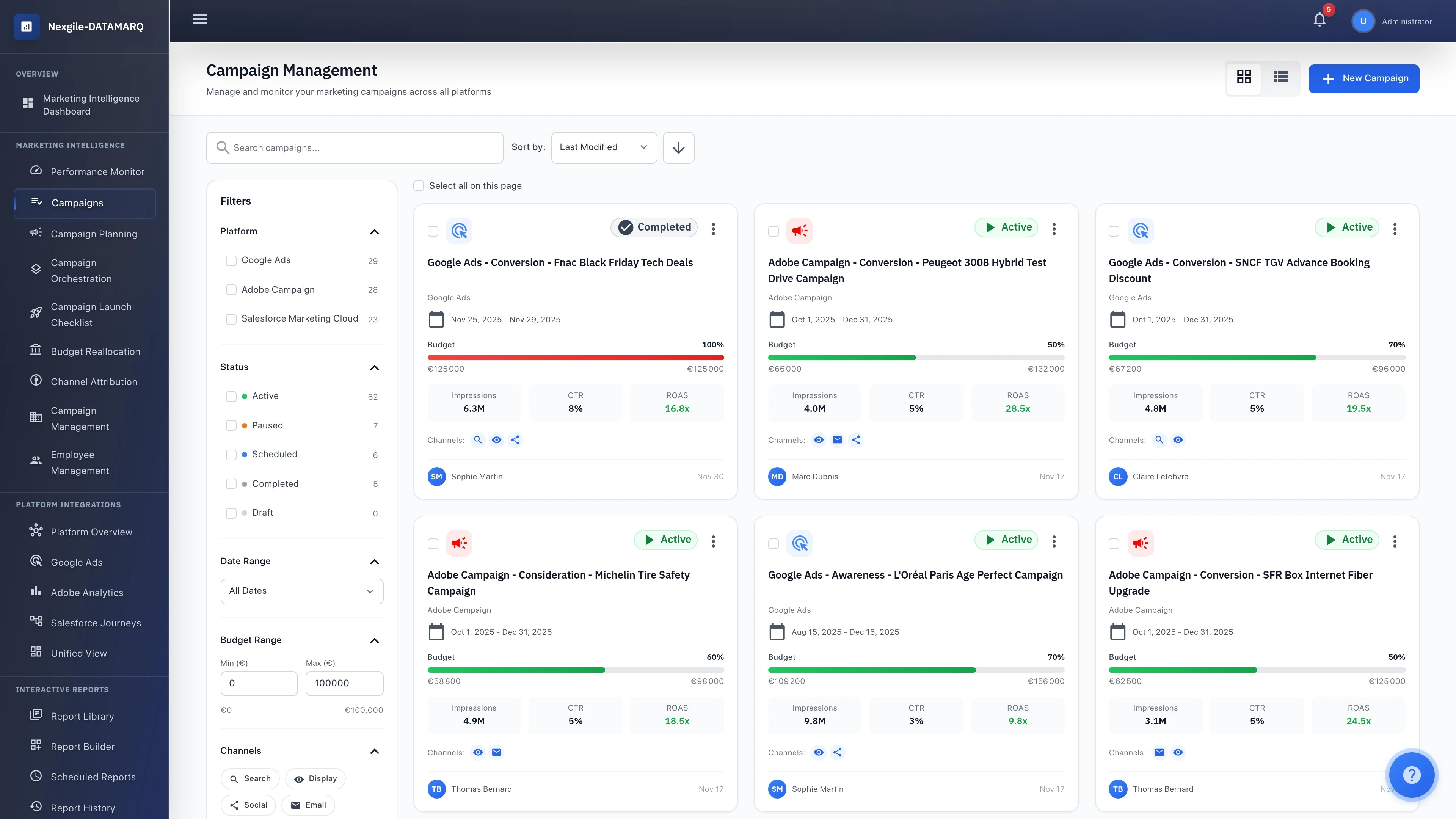Marketing Epsilon Portal - Campaigns Dashboard