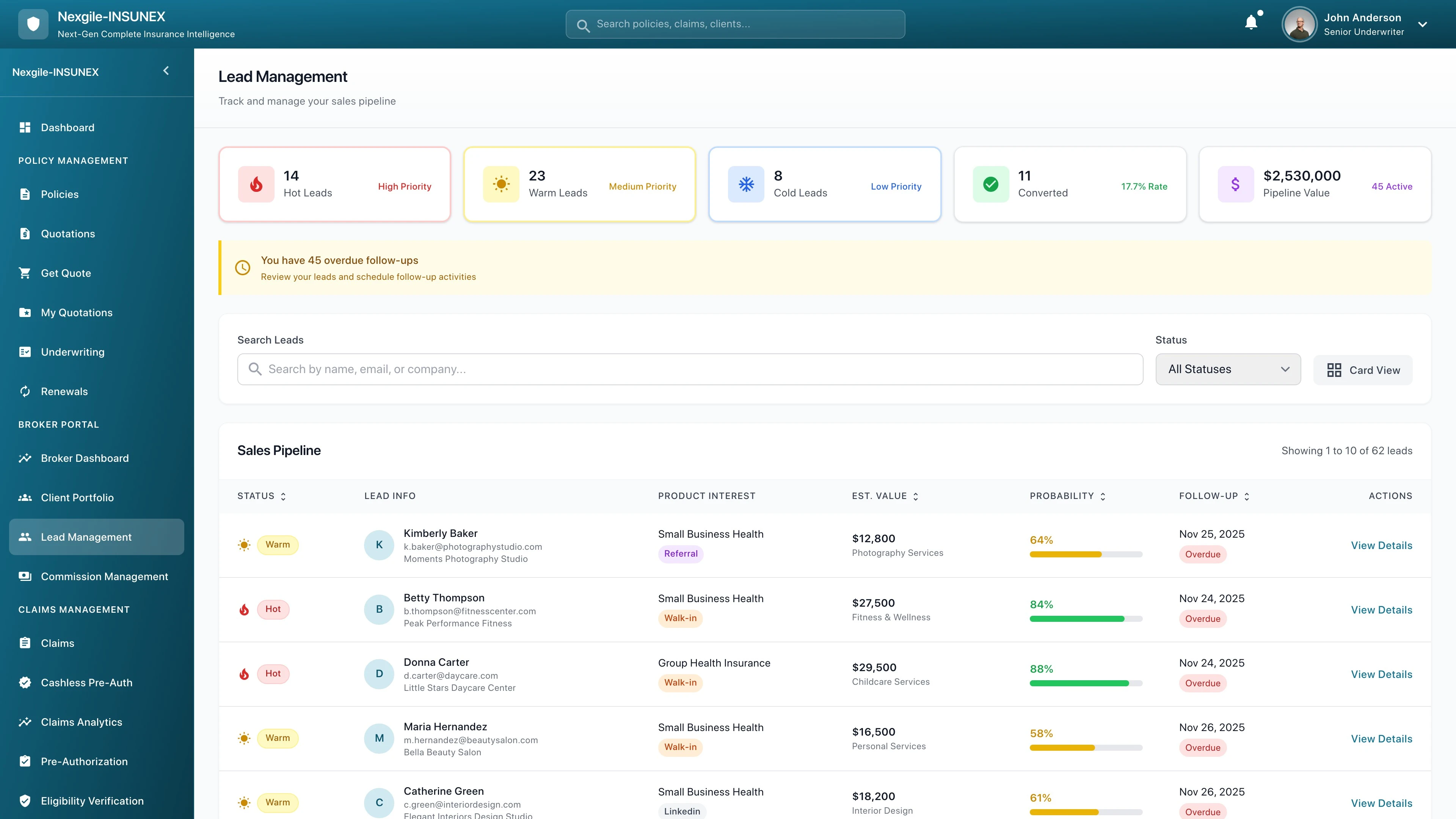 Lead Management Portal Screenshot