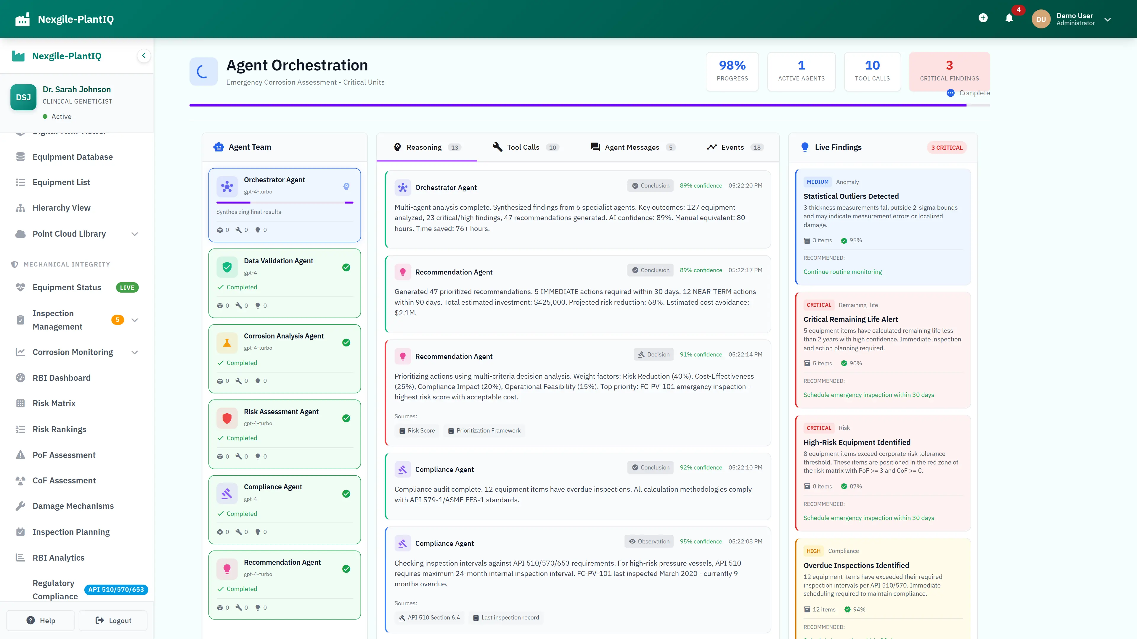 Agent Orchestration - Real-time execution monitoring with reasoning and live findings
