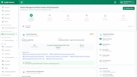 Vacancy Overview Configuration - Partner selection timeline, staffing requirements, and orchestration settings