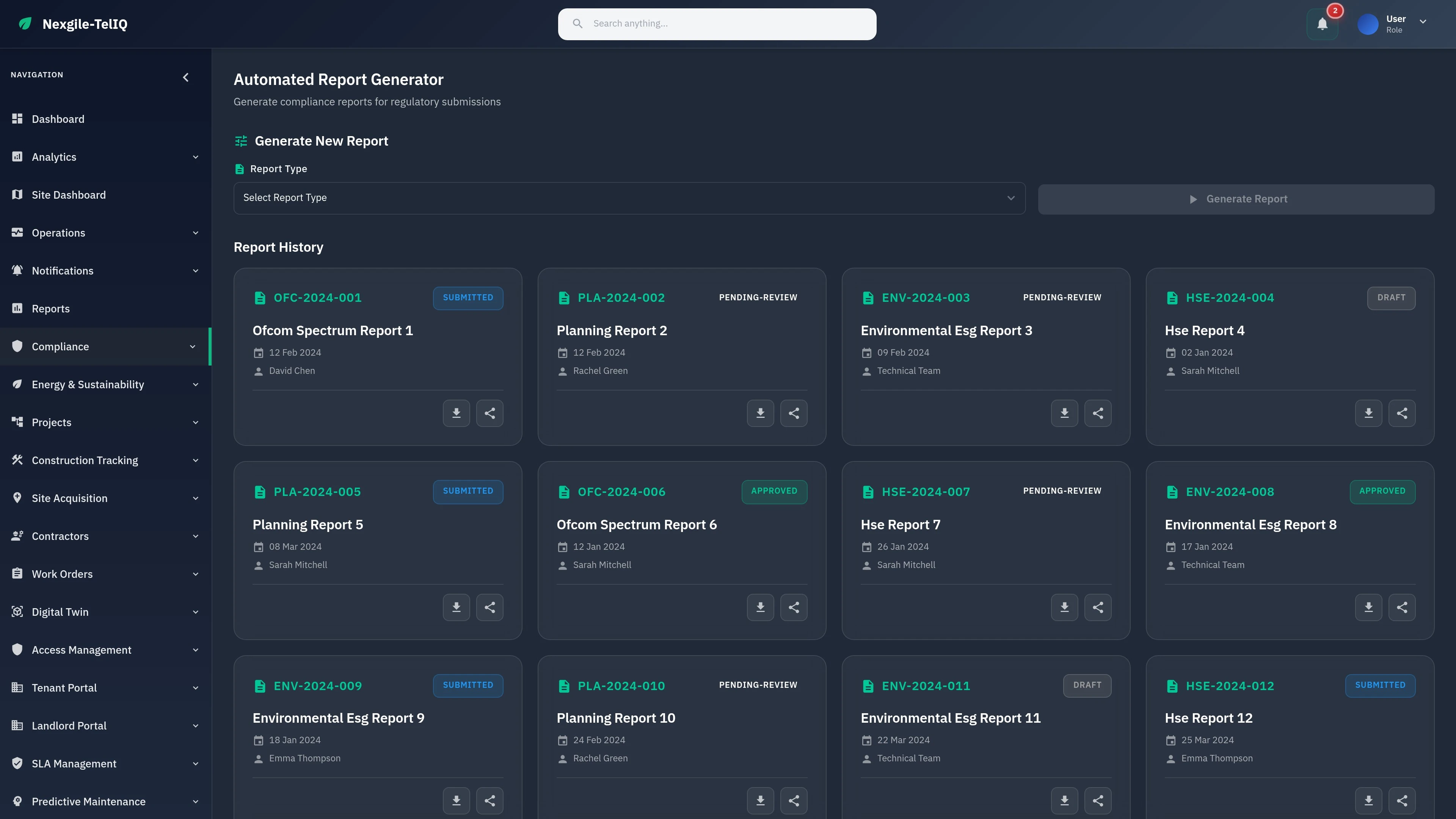 Compliance Reports - Nexgile-TelIQ Command Portal